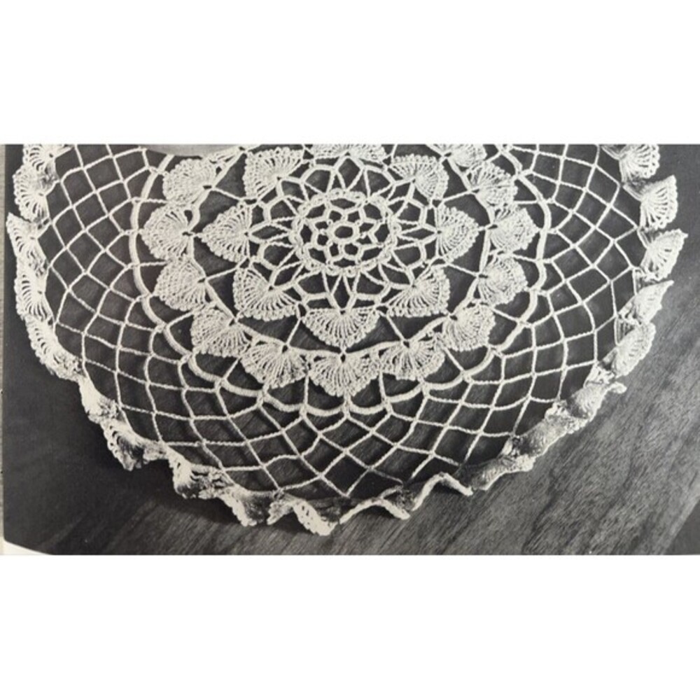 Vintage 1950 Crochet Knit Doily Pattern SEASHELL FAN-FARE Tatted Hairpin 13"